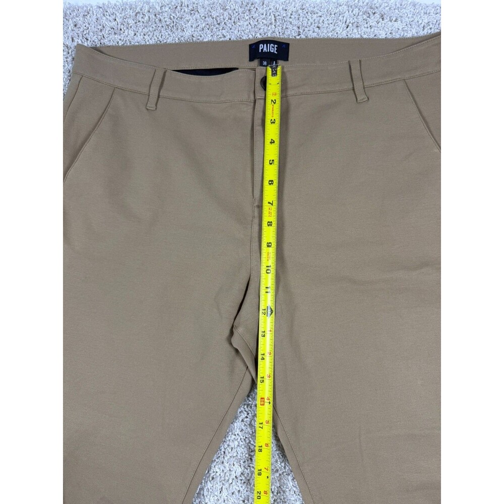 PAIGE Mens Dress Pants Size 38 Khaki Stretch Flat Front Casual Chino - Picture 3 of 12